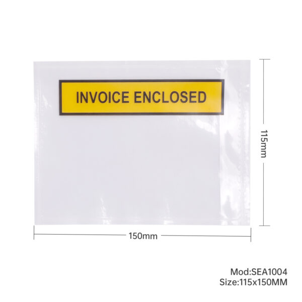 1000pcs 115mm x 150mm Invoice Enclosed Sticker Pouch Doculopes Printed White