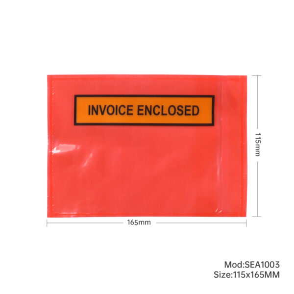 1000pcs 115mm x 165mm Invoice Enclosed Sticker Pouch Doculopes Printed Red