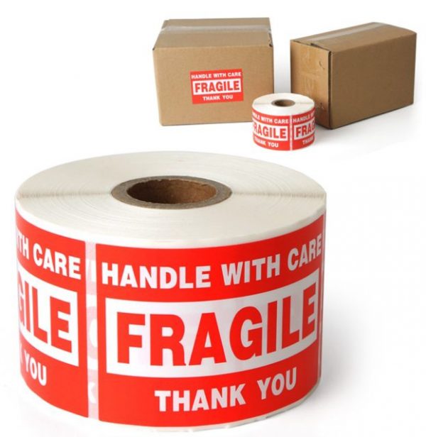 8 Rolls FRAGILE Handle With Care Sticker Label 76x51mm