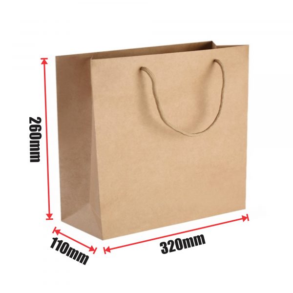 150pcs Kraft Paper Shopping Carry Bag 320x260 + 110mm