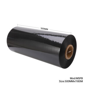 50Rolls Black Machine Stretch Wrap Film 500mm 25um