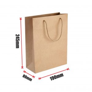 250pcs Kraft Paper Shopping Carry Bag 190×245x80mm