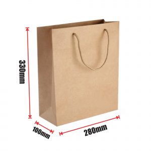 150pcs Kraft Paper Shopping Carry Bag 280×330+100mm