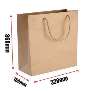 100pcs Kraft Paper Shopping Carry Bag 360x320 +150mm