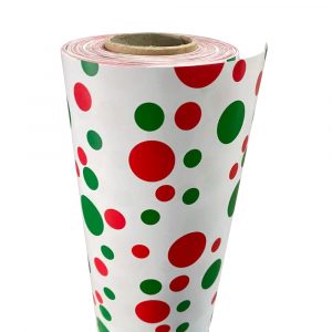 Wrapping Paper Roll 500mm X 60m Red Green Dots 80GSM