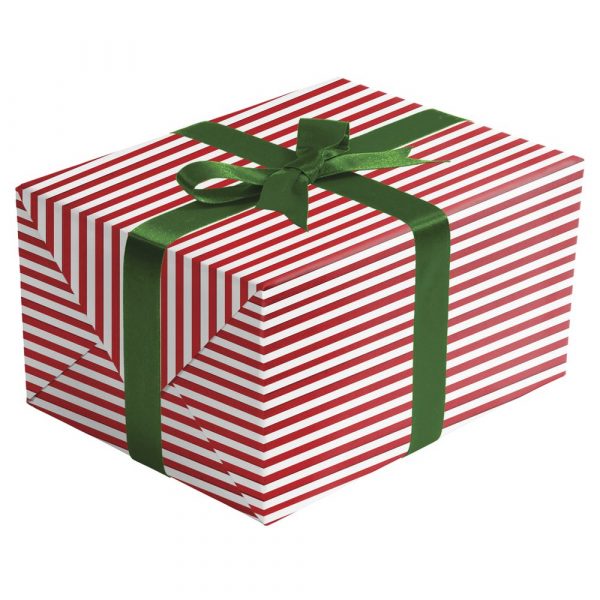 Wrapping Paper Roll 500mm X 60m Red White Stripe 80GSM