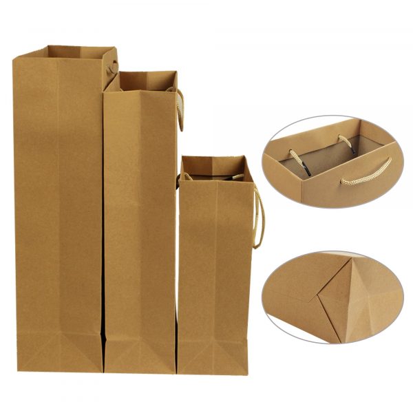 400pcs Kraft Paper Shopping Carry Bag 150×200 + 60mm