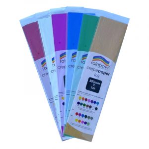 Rainbow Foil Crepe Paper 500mmx1m Assorted Pack of 6 Sheets