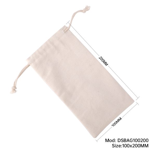 50pcs Calico Drawstring Bag 100x200mm Natural Cotton Pouches