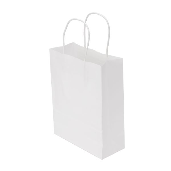 250pcs White Paper Twisted handle Bag 190×245+80mm