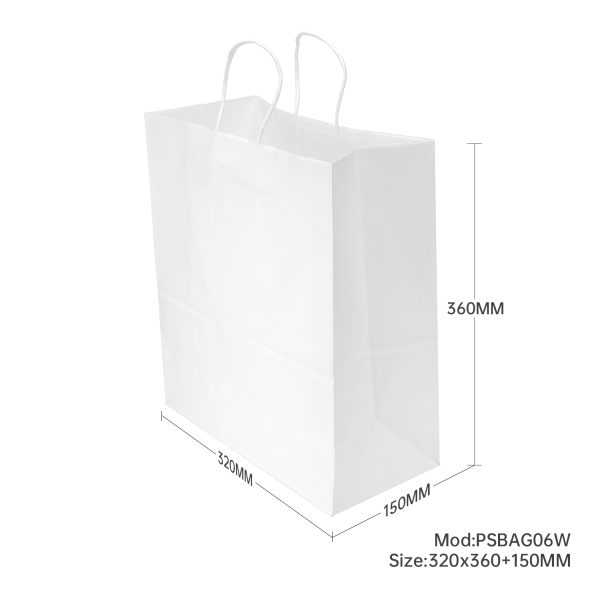 100pcs White Paper Twisted handle Bag 320x360+150mm