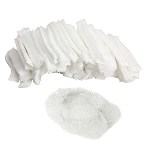 1000pcs White Disposable Berets Crimped 21"Caps