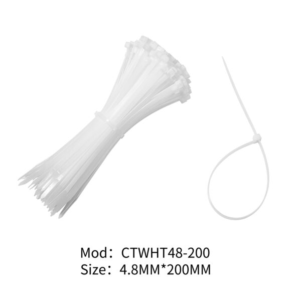 White Cable Ties 4.8 x 200mm -200Piece