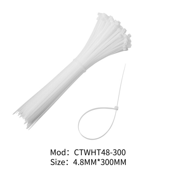 White Cable Ties 4.8 x 300mm -200Piece