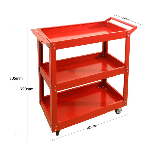 Tool Cart Trolley 3-Tier Steel Mechanic Storage Load capacity-300kg Red