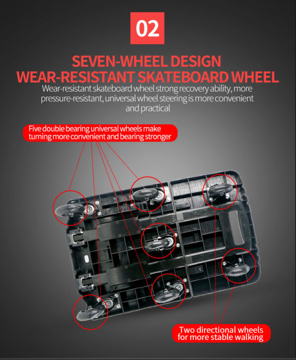 Foldable Platform Trolly 700 x 400mm 200KG 7 WHEELS3