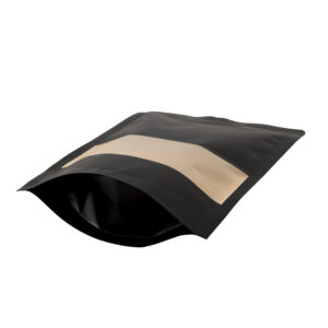 300x Black Stand Up Pouches with Window-Coated-180x260mm