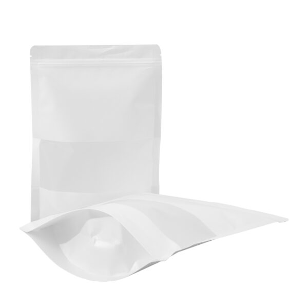 300x White Stand Up Pouches with Window-Coated-160x240mm