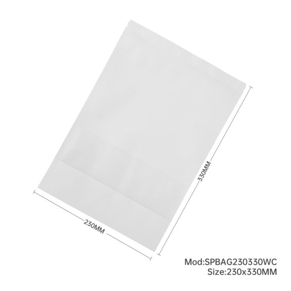 300x White Stand Up Pouches with Window-Coated-230x330mm