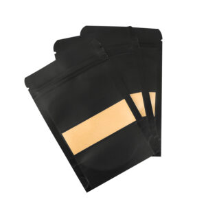 500x Black Stand Up Pouches with Window-Coated-90x140mm