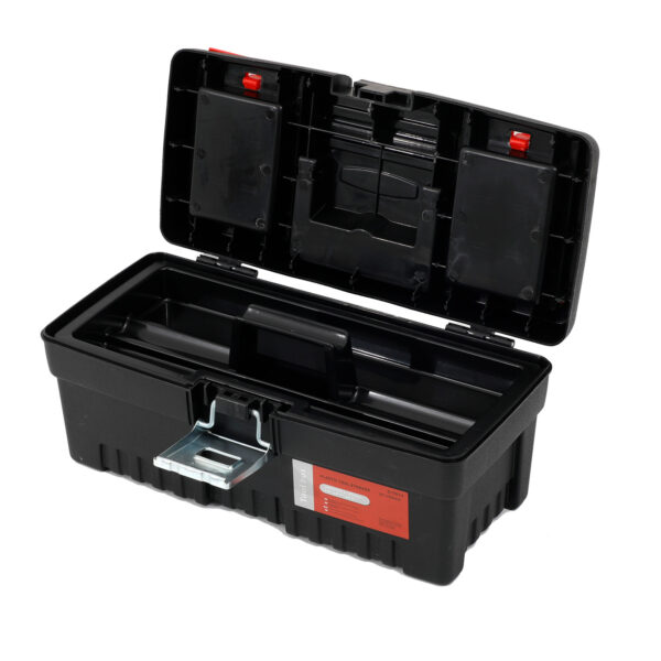 Plastic Black Tool Box with Metal Latches 355x165x145mm